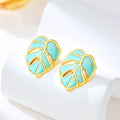 Korean anti tarnish leaf earring