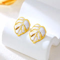 korean white leaf anti tarnish earring