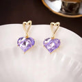 korean cute purple heart earring