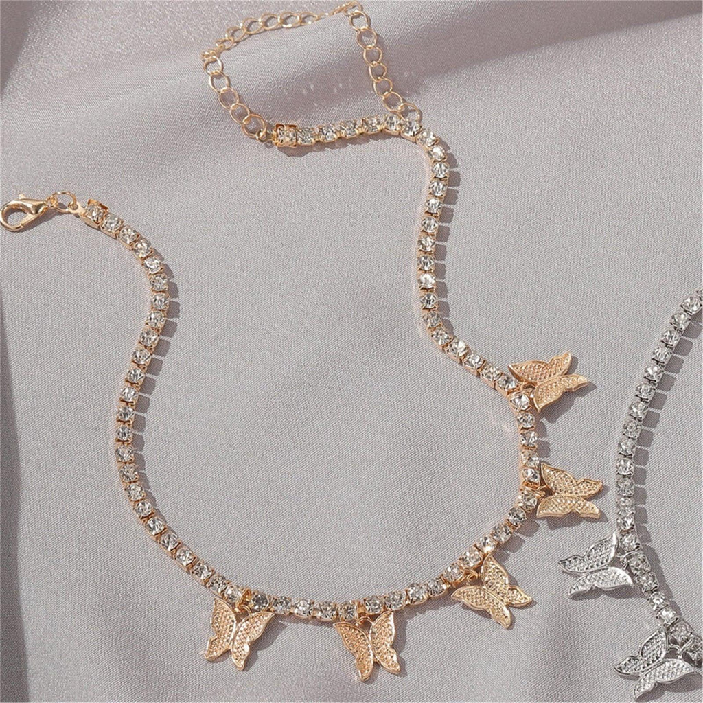 Korean Luxury Beautiful Style Gold Butterfly Pendant Necklace - Shineshe