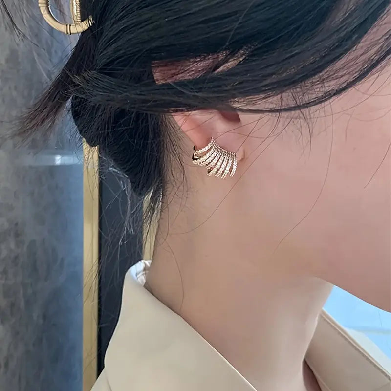 korean Elegant C-Shaped Zirconia Earring