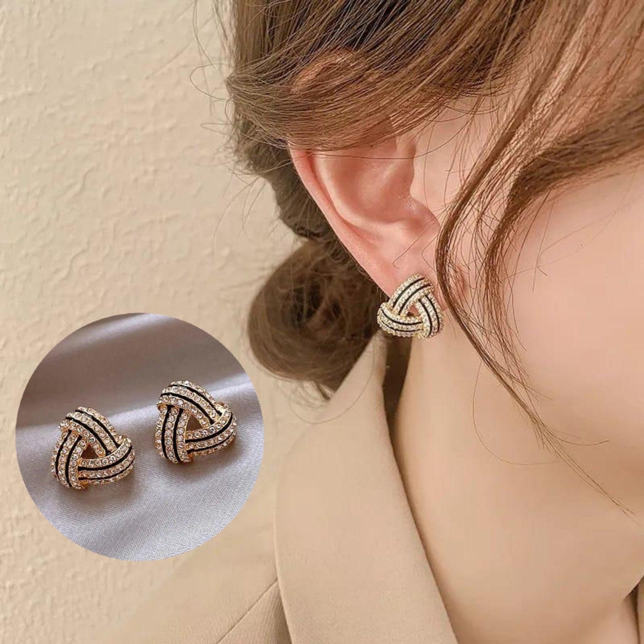 Cute Stylish Sparkling Crystal Triangle Stud Earrings - Shine
