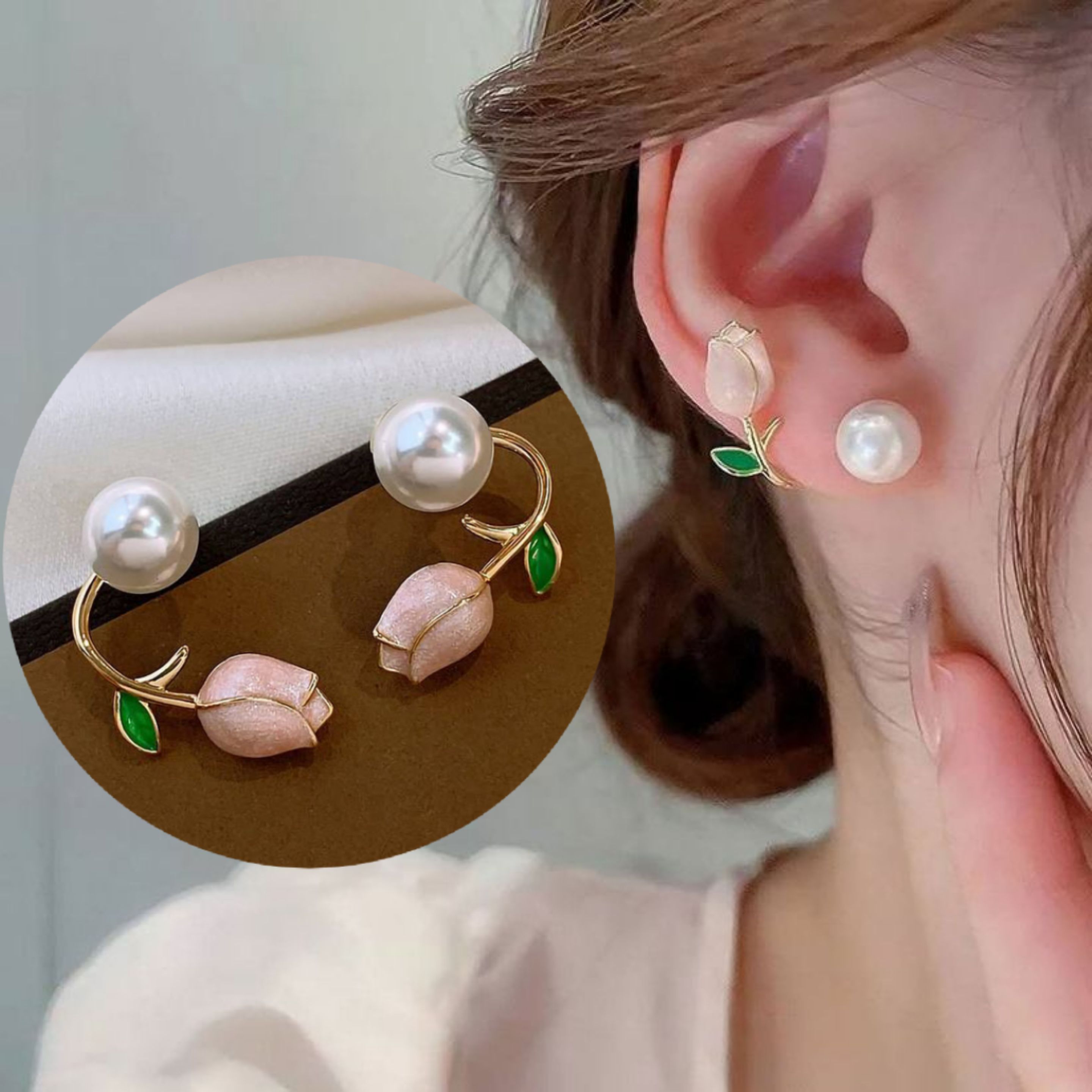 Korean Pink Lotus Beautiful Earring