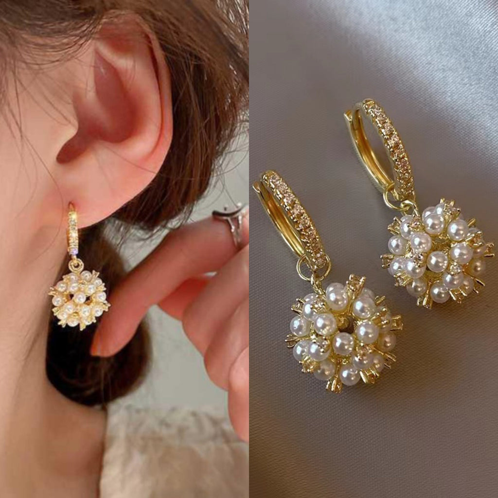 60712 Korean Beautiful Pearl And Zirconia Earring