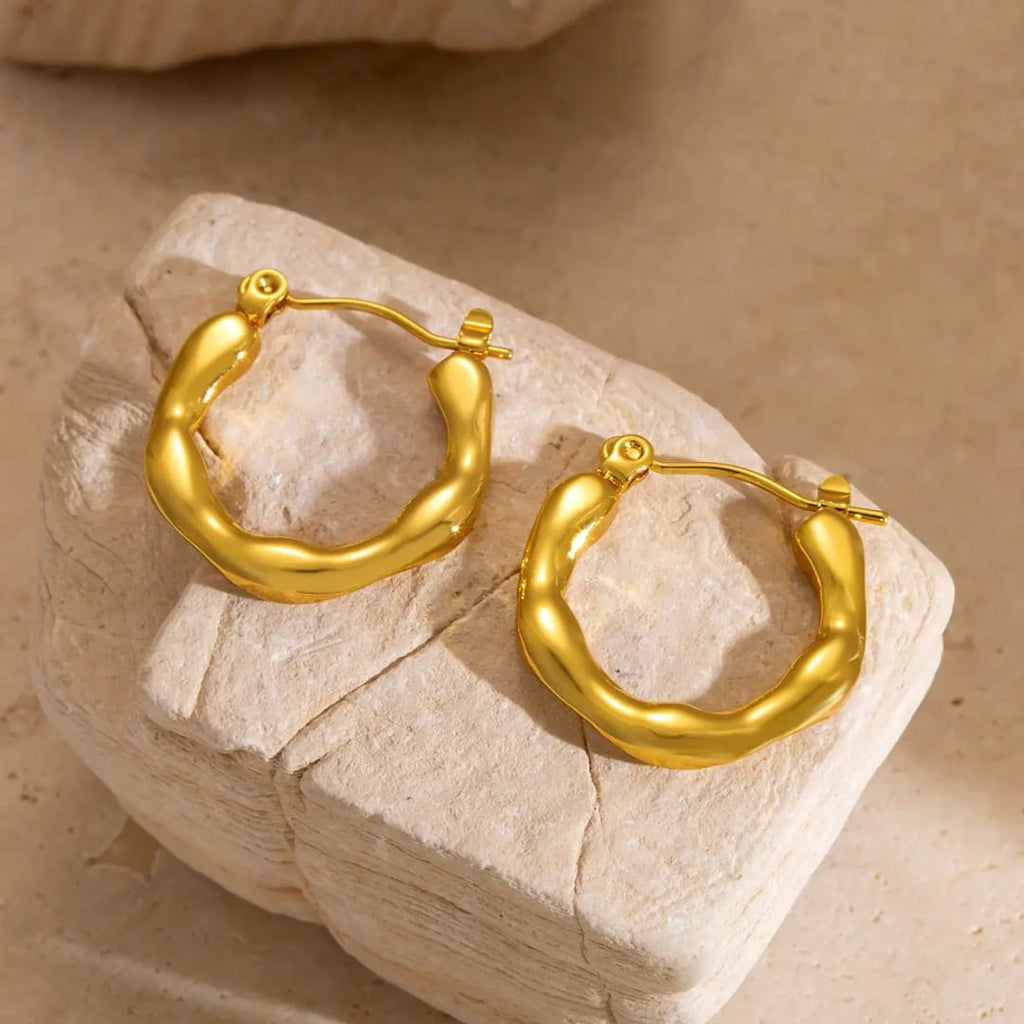 korean beatiful gold anti tarnish earring