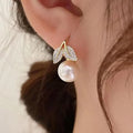 45227 korean pearl Leaf earring