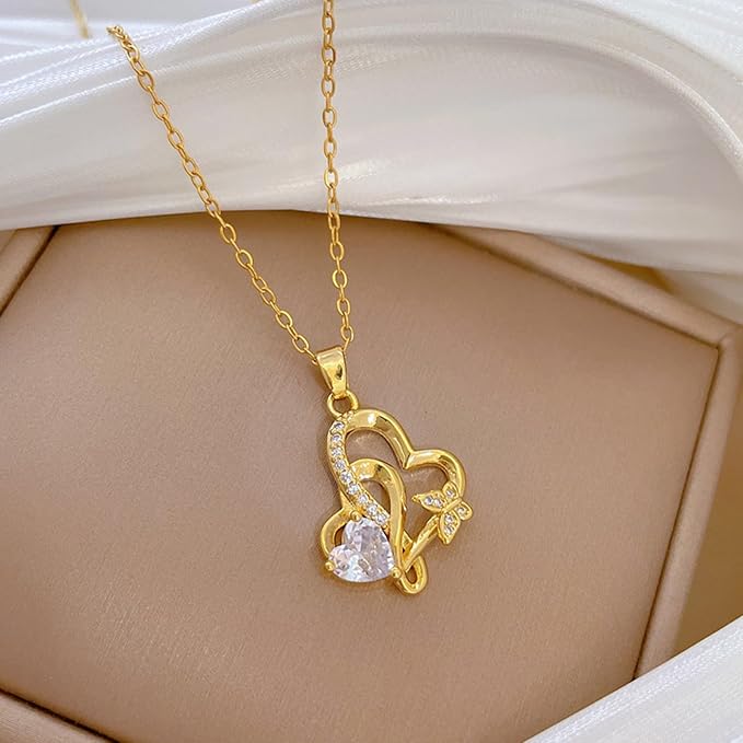 Luxurious Gold diamond heart cute Women Pendant