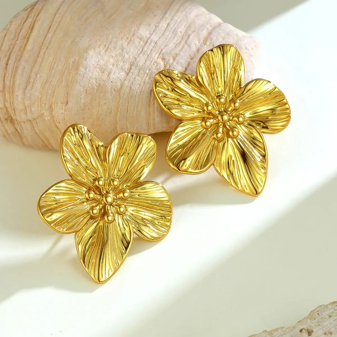 korean flower premium anti tarnish earring