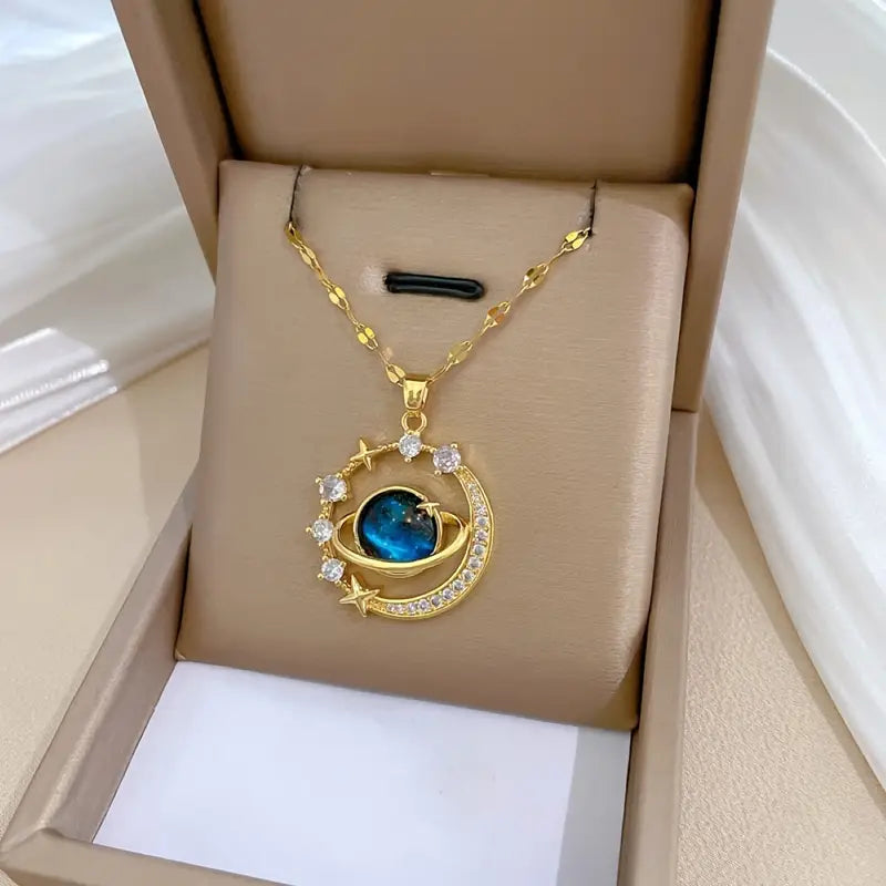 Twinkling Blue Starry Sky Zircon Beautiful Pendant