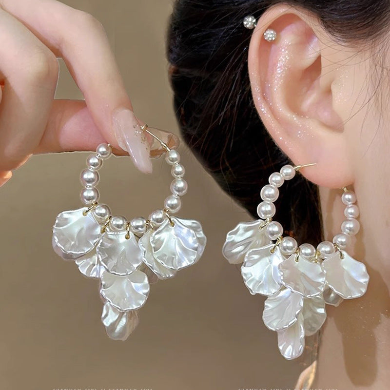 55258 Pearl Shell Drop Earring Fashion Party Korean Circle Dangle Earrings Female Jewelry for Woman