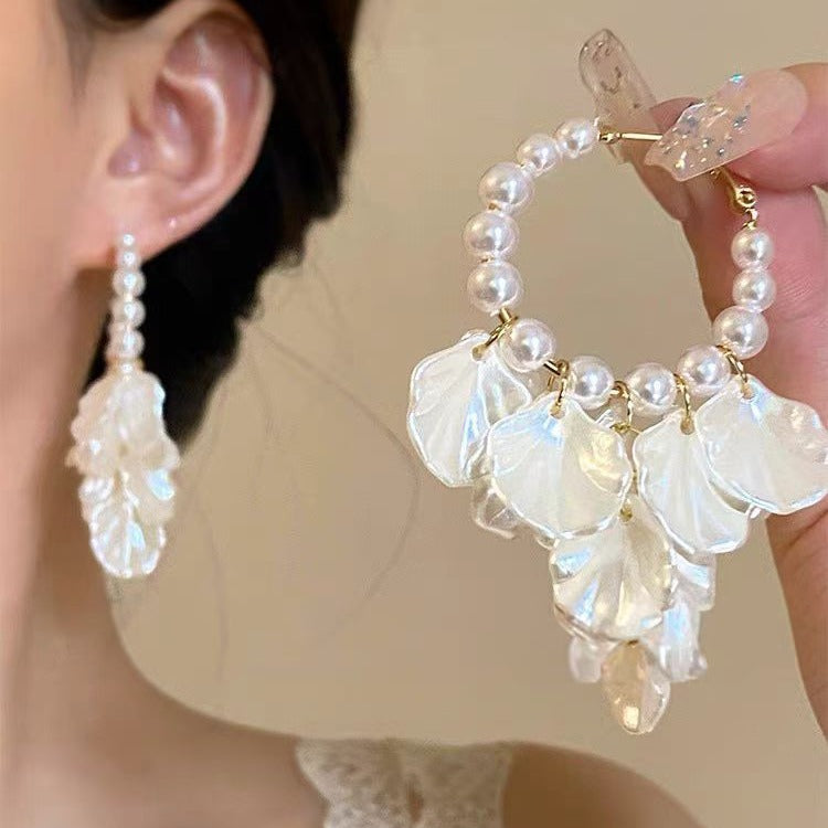 55258 Pearl Shell Drop Earring Fashion Party Korean Circle Dangle Earrings Female Jewelry for Woman