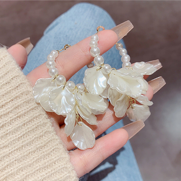 55258 Pearl Shell Drop Earring Fashion Party Korean Circle Dangle Earrings Female Jewelry for Woman
