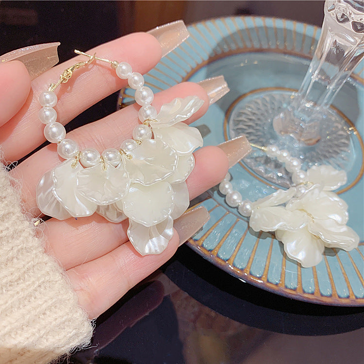55258 Pearl Shell Drop Earring Fashion Party Korean Circle Dangle Earrings Female Jewelry for Woman