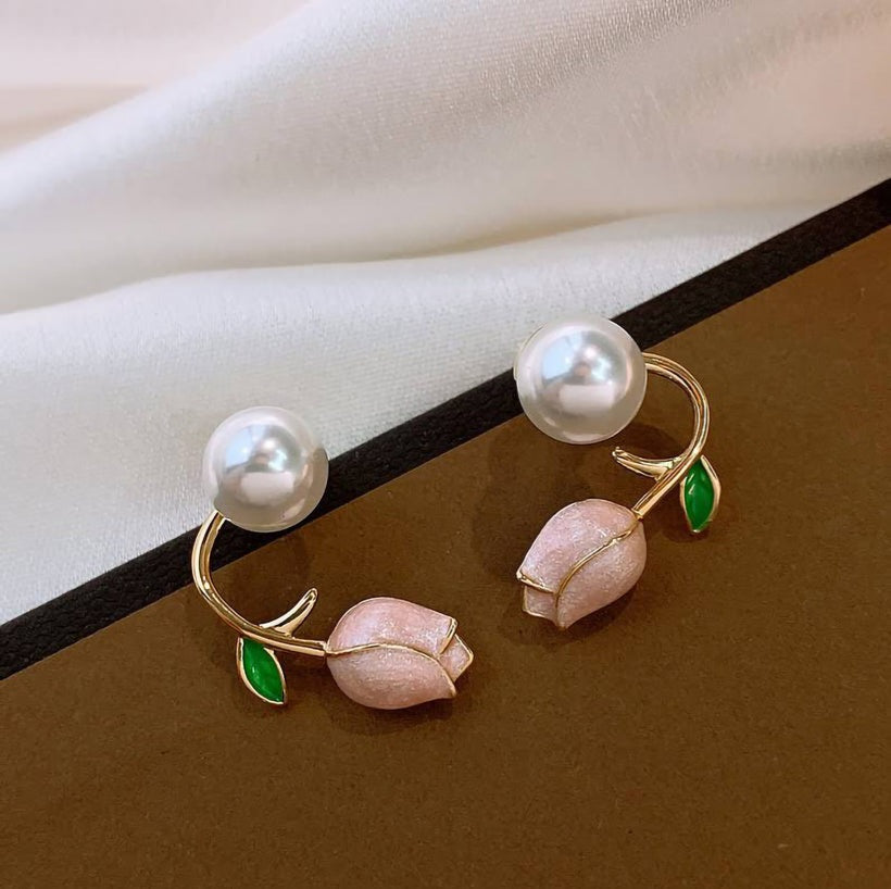 Korean Pink Lotus Beautiful Earring