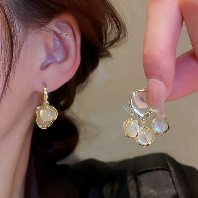 Korean Luxurious Gold Stone Zirconia Drop Gold Earring