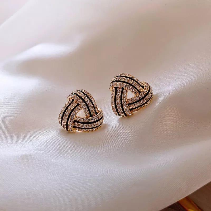 Cute Stylish Sparkling Crystal Triangle Stud Earrings - Shine