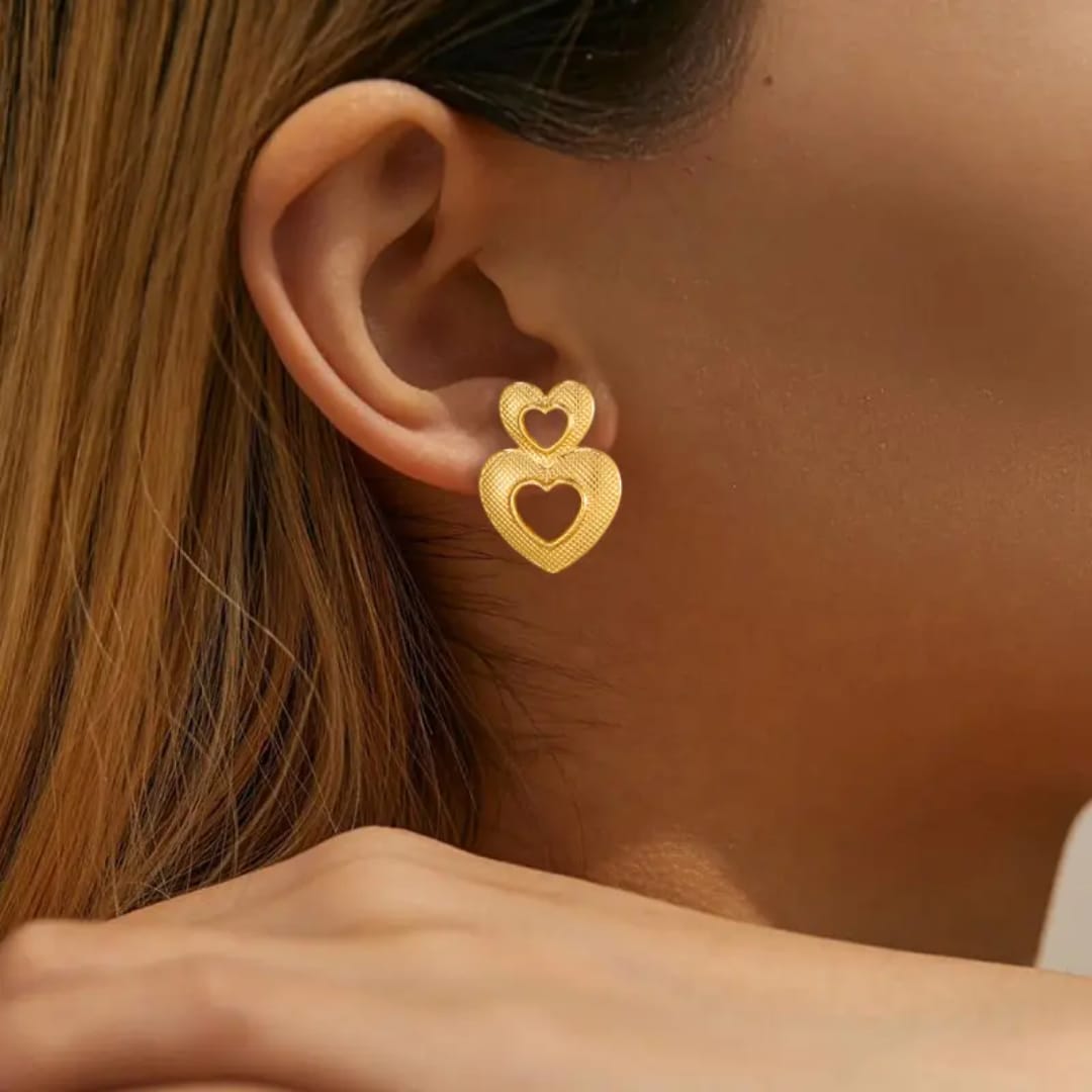 korean heart cute anti tarnish earring