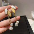 45228 korean diamond bow pearl earring
