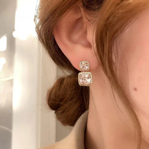 60524 Korean unique Square Luxury Diamond Earring