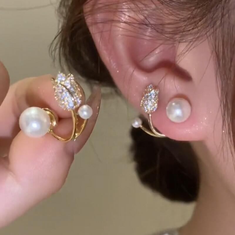 Korean Light Luxury Crystal Tulip Flower Stud Earring
