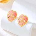 korean cute leaf anti tarnish earring