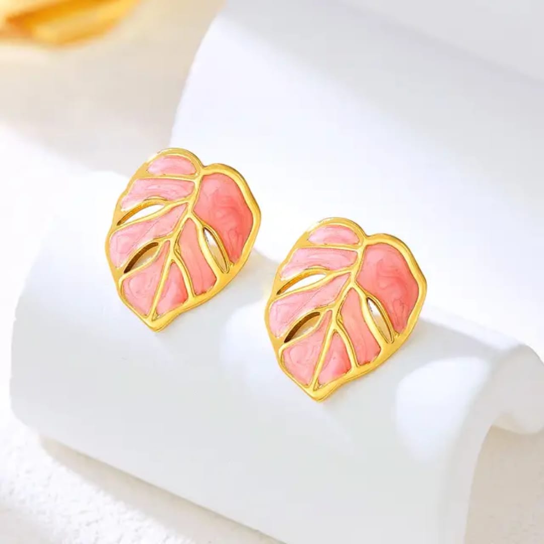 korean cute leaf anti tarnish earring