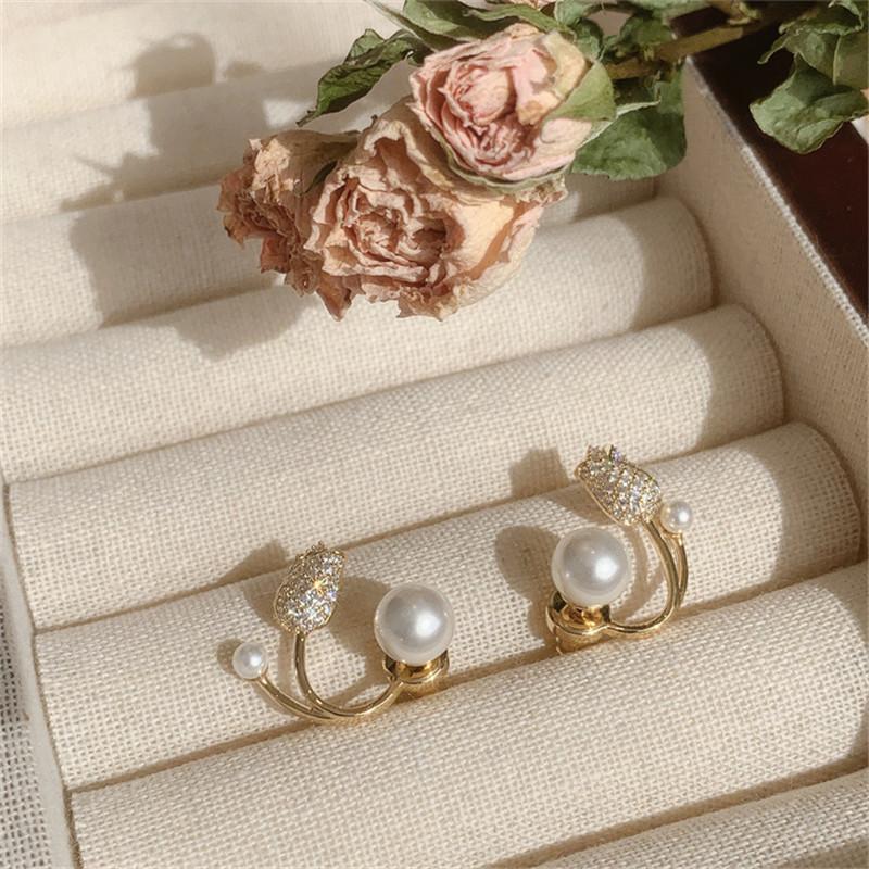 Korean Light Luxury Crystal Tulip Flower Stud Earring