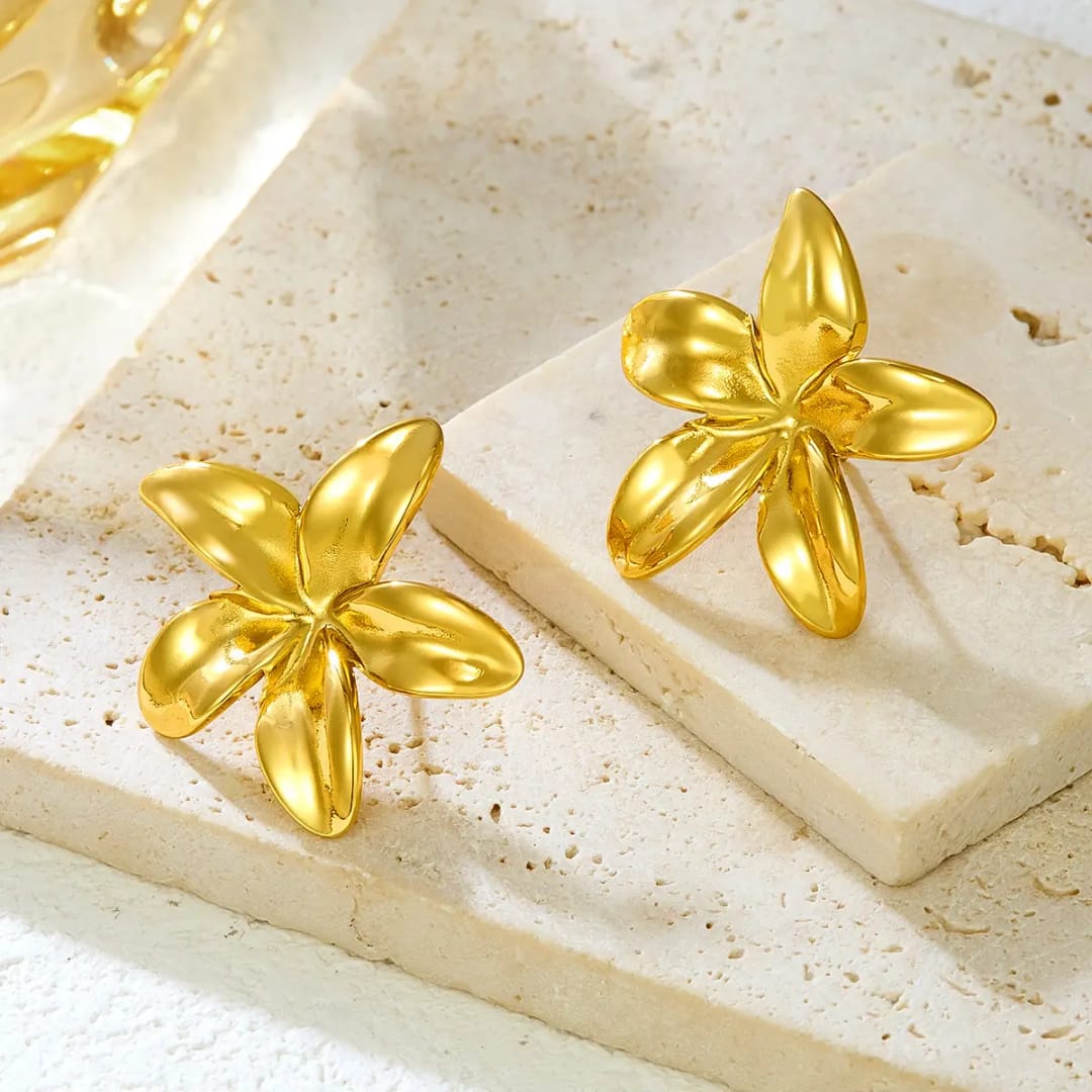 korean gold flower earring