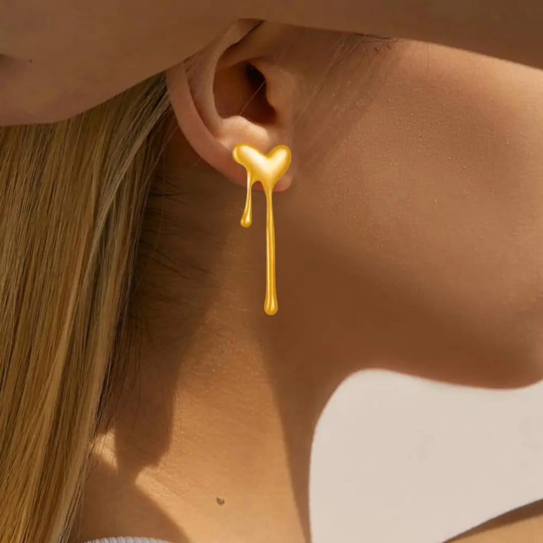 korean drop heart anti tarnish earring