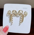 50109 Korean Pearl Zirconia Bow Knot Earring