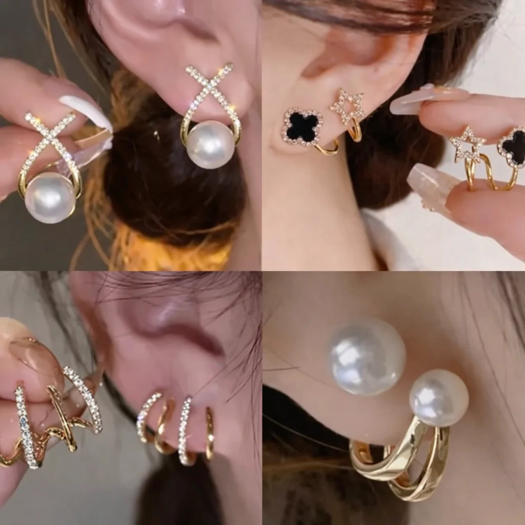 Pack of 4 korean party ware trendy stud earrings