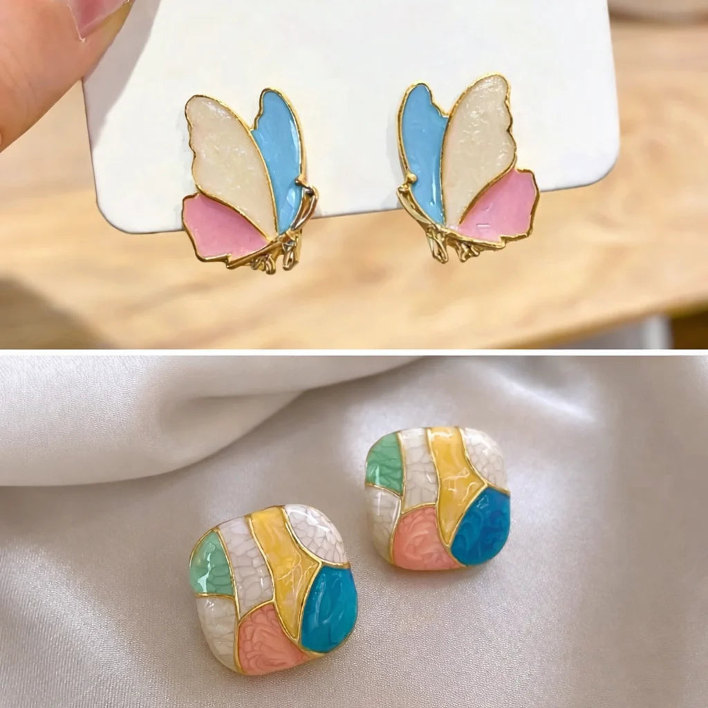 Korean Butterfly Stone Earrings – New Designer Western Style